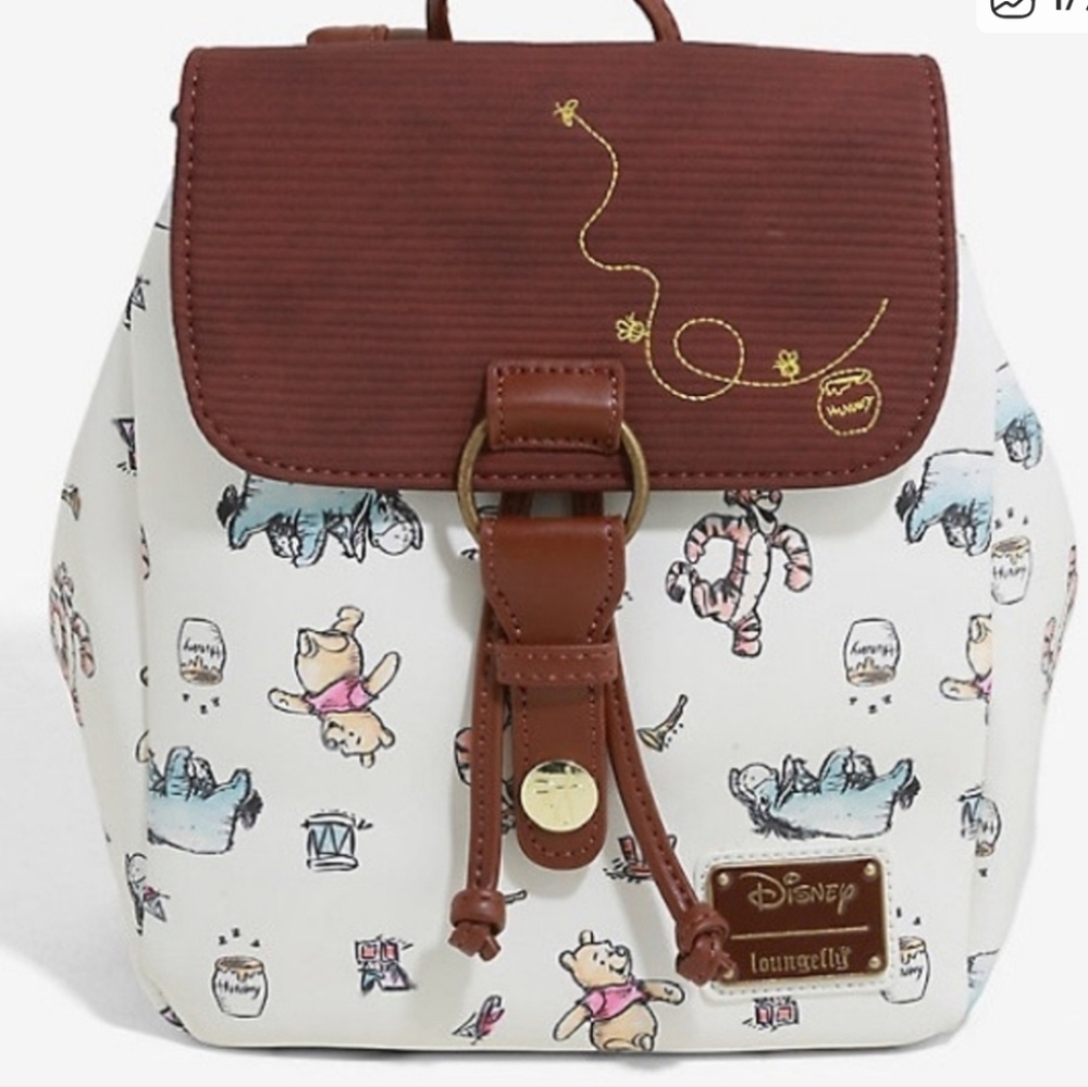 Loungefly Disney Winnie Pooh Character Cream & Brown Print Backpack